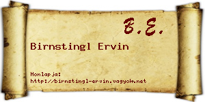 Birnstingl Ervin névjegykártya
